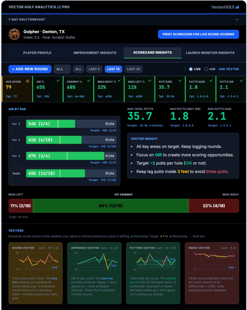 VectorGOLF scorecard preview